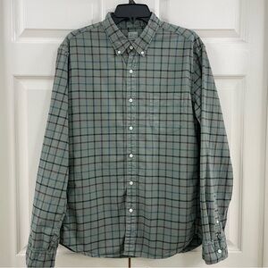 J. Crew Men’s Plaid Button Down Long Sleeve Shirt Size L Sage Green 100% Cotton